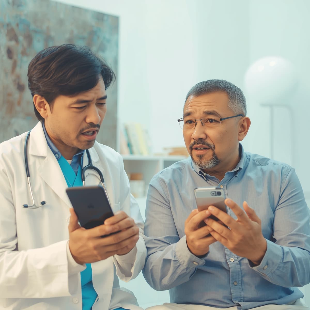 Doctor consulting with patient in modern clinic